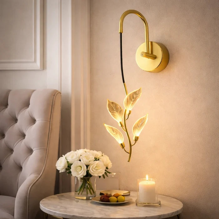Aurora Vine Crystal Leaf LED Wall Sconce