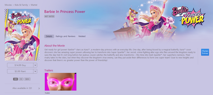 Barbie in Princess Power iTunes HD Digital Code (Redeems in iTunes; HDX Vudu & HD Google TV Transfer Across Movies Anywhere)