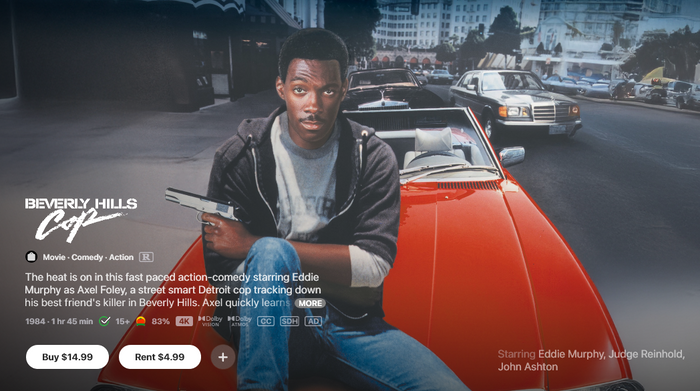 Beverly Hills Cop iTunes Apple TV 4K Digital Code (1984)