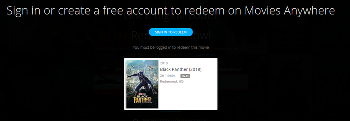 Black Panther HD Digital Code (Redeems in Movies Anywhere; HDX Vudu & HD iTunes & HD Google TV Transfer From Movies Anywhere)