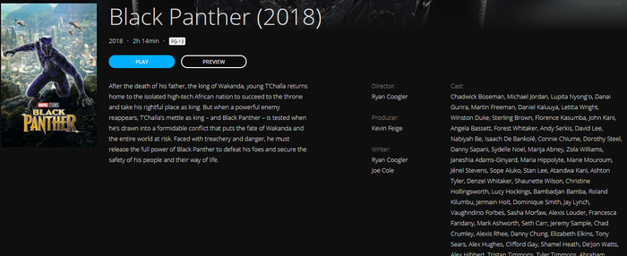 Black Panther HD Digital Code (Redeems in Movies Anywhere; HDX Vudu & HD iTunes & HD Google TV Transfer From Movies Anywhere)