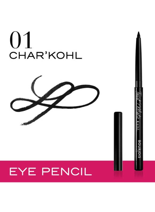 BOURJOIS PARIS Pencil Kajal Twist Matic Eyeline 01 Char'kohl