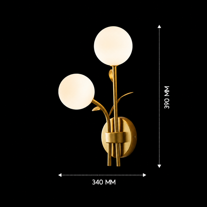 Brass Blossom Orb Pair Wall Sconce