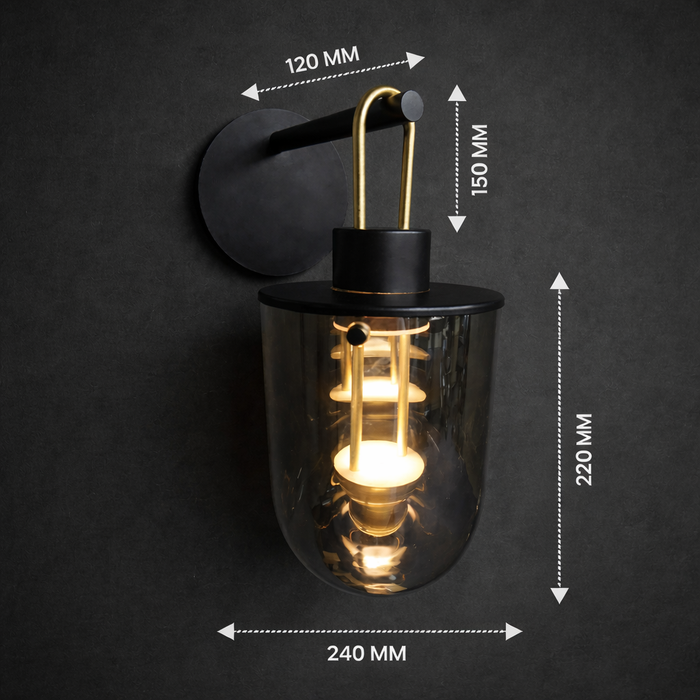 Bravique NoirVault Glass Wall Lantern