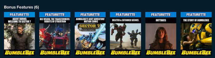 Bumblebee Vudu Fandango at Home 4K Digital Code (2018)