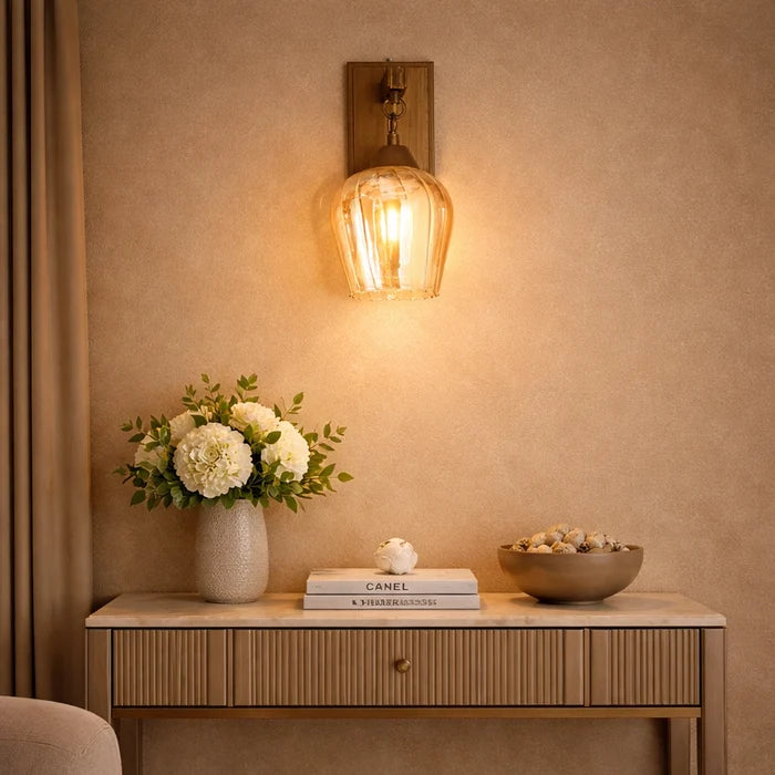 Caldera Amber Glass Wall Lantern