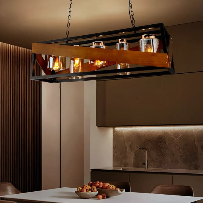 Canyon Glow Modern Rustic Wood Chandelier