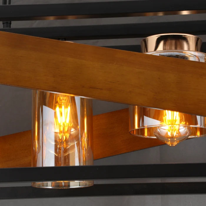 Canyon Glow Modern Rustic Wood Chandelier