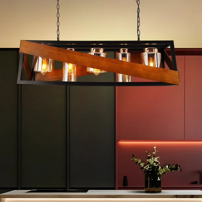 Canyon Glow Modern Rustic Wood Chandelier