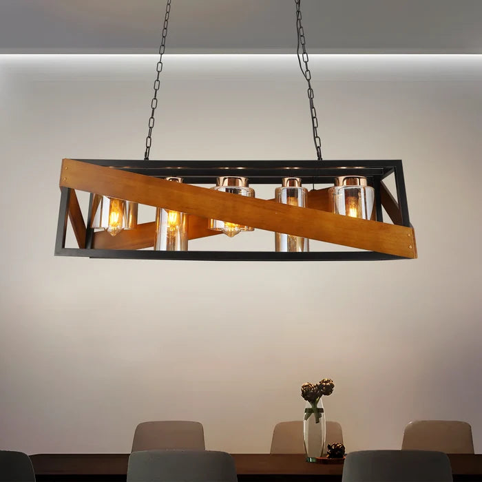 Canyon Glow Modern Rustic Wood Chandelier