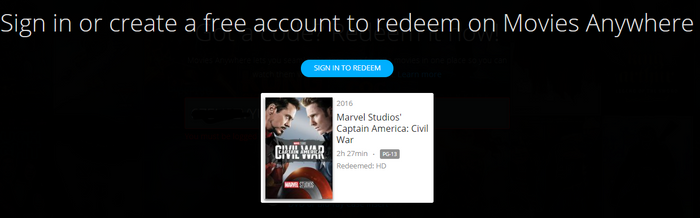 Captain America: Civil War HD Digital Code (2016) (Redeems in Movies Anywhere; HDX Vudu Fandango at Home & HD iTunes Apple TV Transfer From Movies Anywhere)