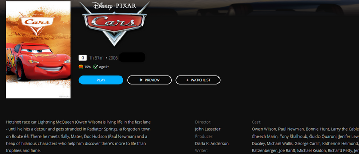 Cars 4K Digital Code (2006) (Redeems in Movies Anywhere; 4K Vudu Fandango & 4K iTunes Apple TV Transfer From Movies Anywhere)