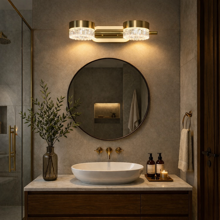 Celestia Duo Crystal Gold Vanity Light