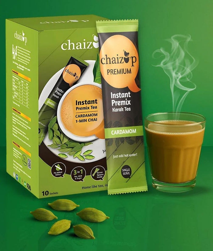 Chaizup Instant Premix Karak Tea Cardamom 200grams (Pack of 10)