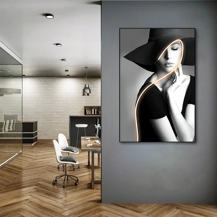 Chic Fedora Aura Portrait Wall Art