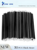 CHU DAI 13 mm X 190mm (50 Pcs) Disposable Straw Boba Straws Jumbo Smoothie Straws, Individually Wrapped Plastic Disposable Wide-mouthed Large Straw