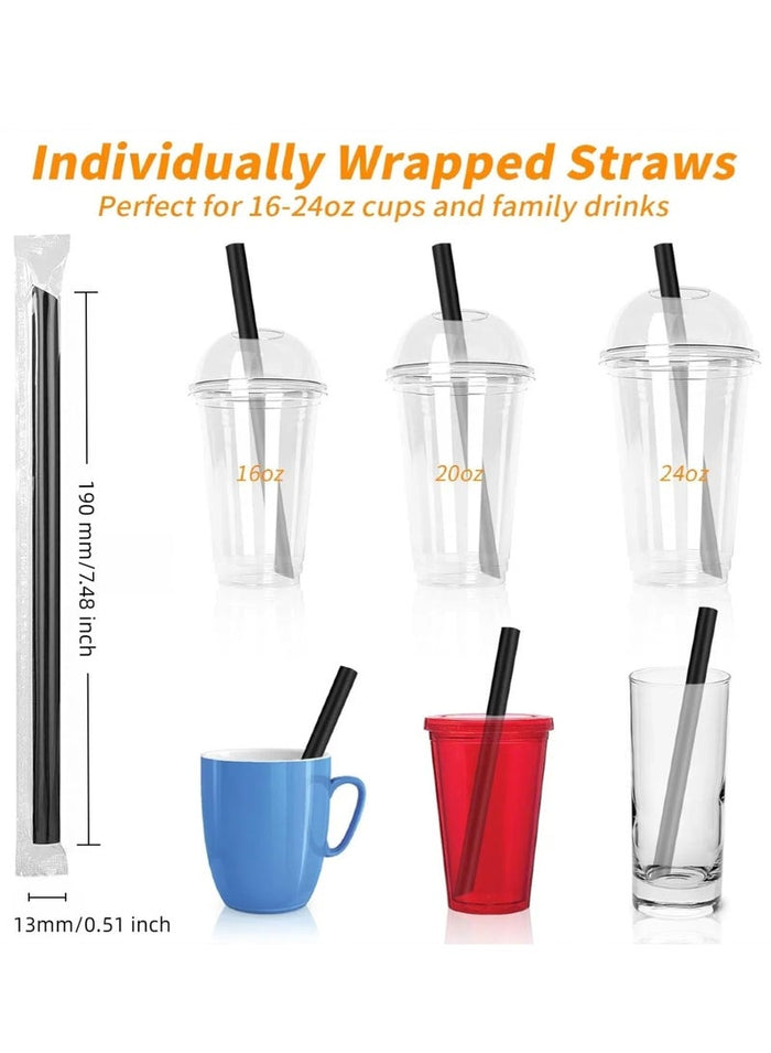 CHU DAI 13 mm X 190mm (50 Pcs) Disposable Straw Boba Straws Jumbo Smoothie Straws, Individually Wrapped Plastic Disposable Wide-mouthed Large Straw