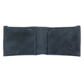 Inside view of the navy blue Hide & Drink Classic Wallet, featuring slots for cards and cash, promoting organization and style. Classic Wallet, Card Organizer, Money Holder, Vintage Pocket, Travel Accessories, Full Grain Leather, StockyardX, Small Batch Production, Hand Cut, Hand Sewn, Fire Branded, Artisan, Handmade in La Antigua Guatemala & Oaxaca Mexico.