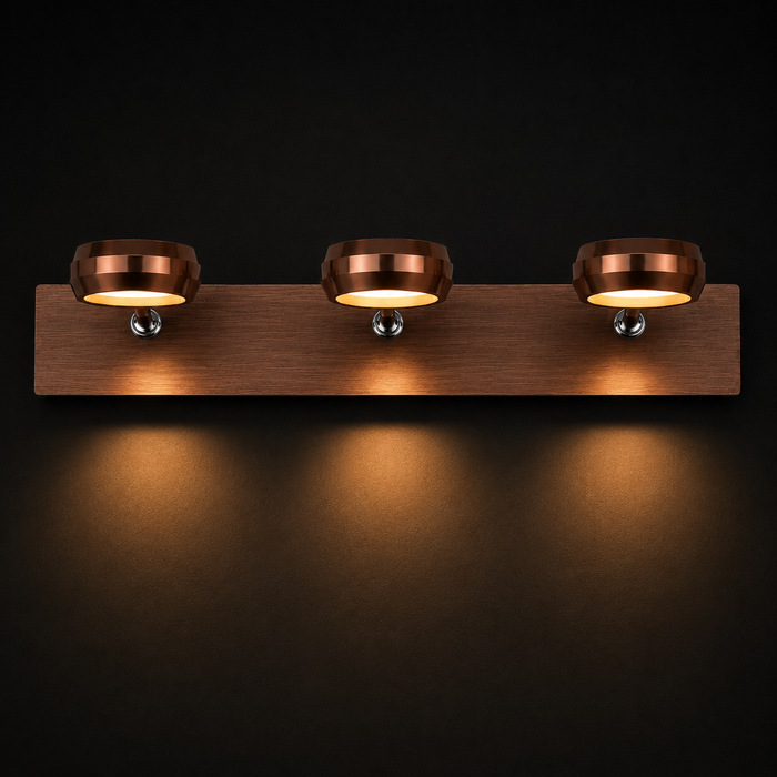 Coffee Brown 3-Head LED Wall Spotlight