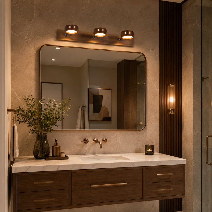 Coffee Brown 3-Head LED Wall Spotlight