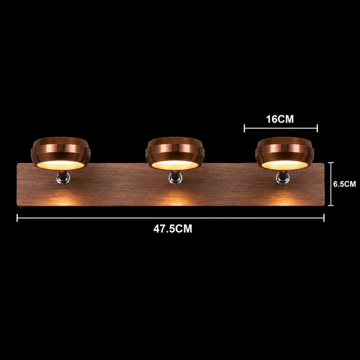 Coffee Brown 3-Head LED Wall Spotlight