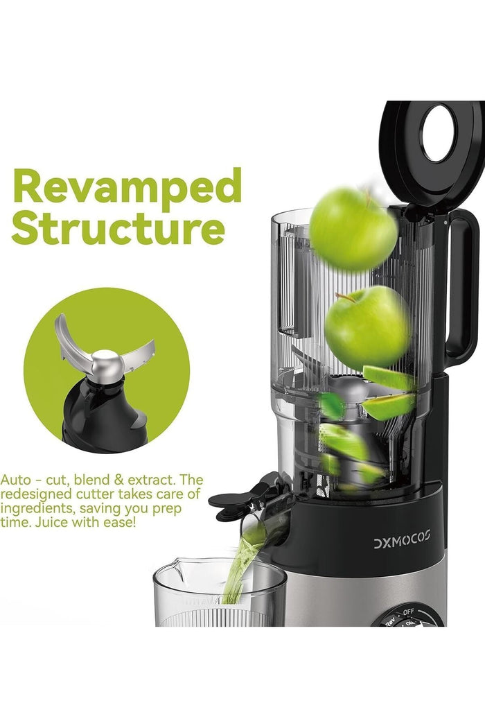 Cold Press Juicer Machine, 5.2" Wide Feed Chute Juice Extractor, 54 oz Large Hopper, Easy to Clean & High Juice Yield