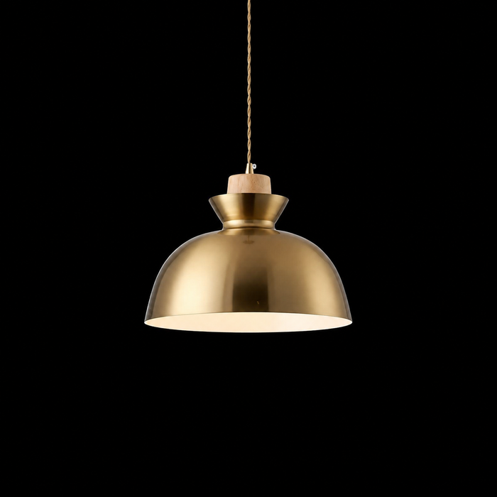 Contour Wood A-Top Antique Gold Pendant Light