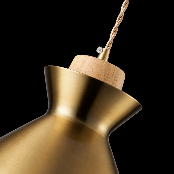 Contour Wood A-Top Antique Gold Pendant Light