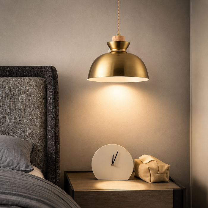 Contour Wood A-Top Antique Gold Pendant Light