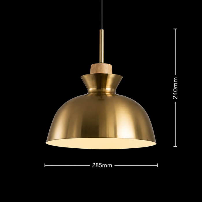 Contour Wood A-Top Antique Gold Pendant Light