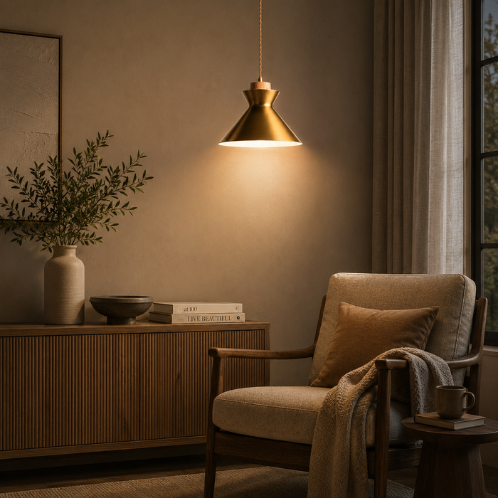 Contour Wood B Trumpet Shape Pendant Light