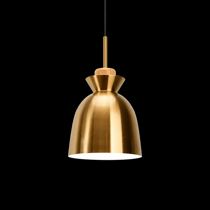 Contour Wood C Gold Pendant Light