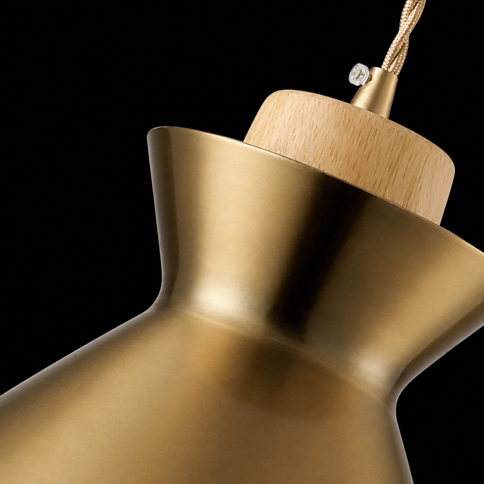 Contour Wood C Gold Pendant Light