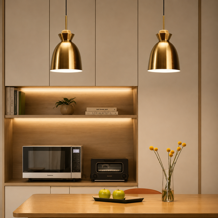 Contour Wood C Gold Pendant Light
