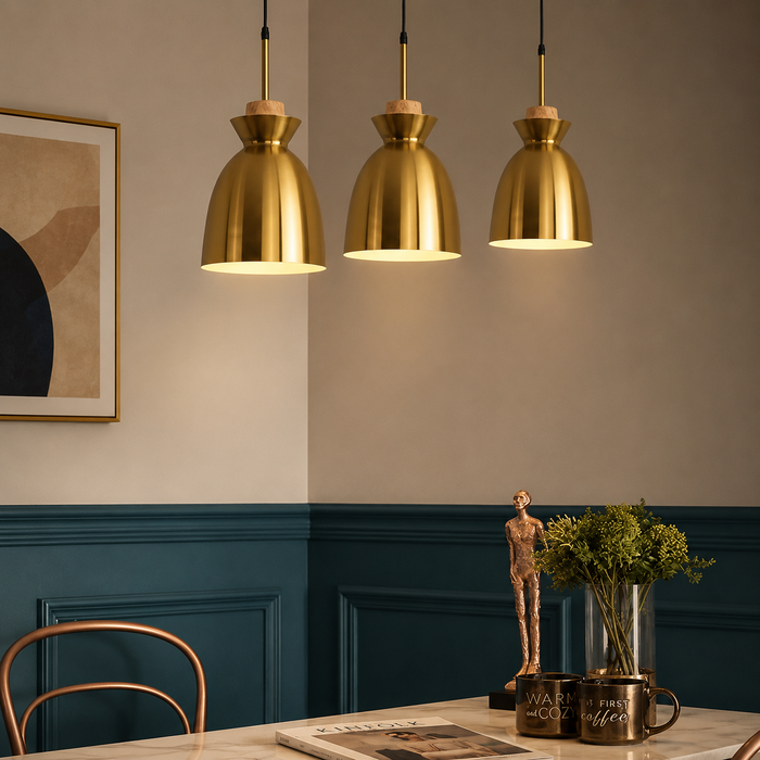Contour Wood C Gold Pendant Light