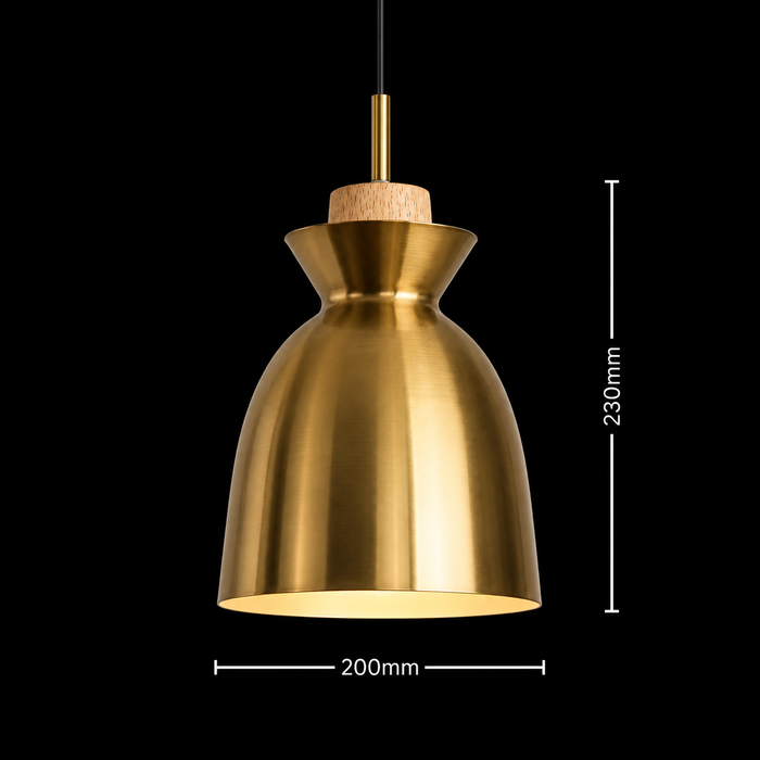 Contour Wood C Gold Pendant Light