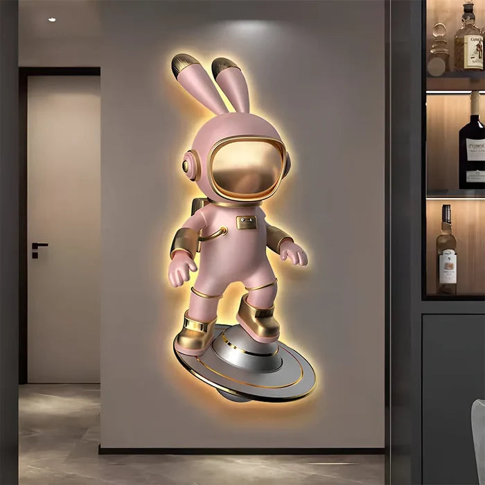 Cosmic Bunny Astronaut Figure Wall Art
