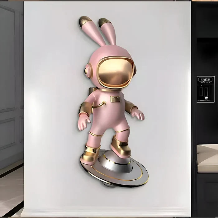 Cosmic Bunny Astronaut Figure Wall Art