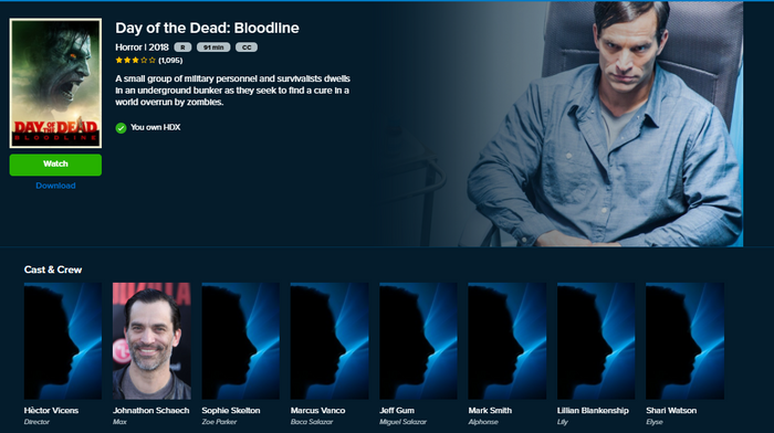 Day of the Dead: Bloodline Vudu Fandango at Home HDX Digital Code (2018)