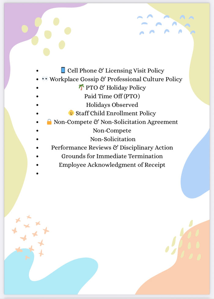Daycare Employee Handbook