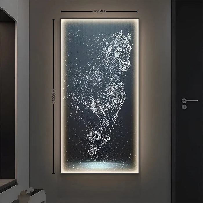 Dazzling Silver Horse Illuminated Glitter Wall Art