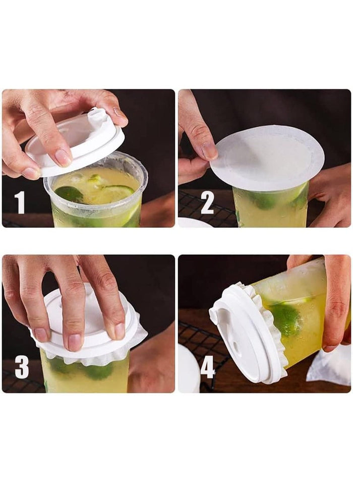 Disposable Bubble Tea & Coffee Cup Sealing Paper, Leak-Proof Lid Film, 12cm, 500pcs/Pack