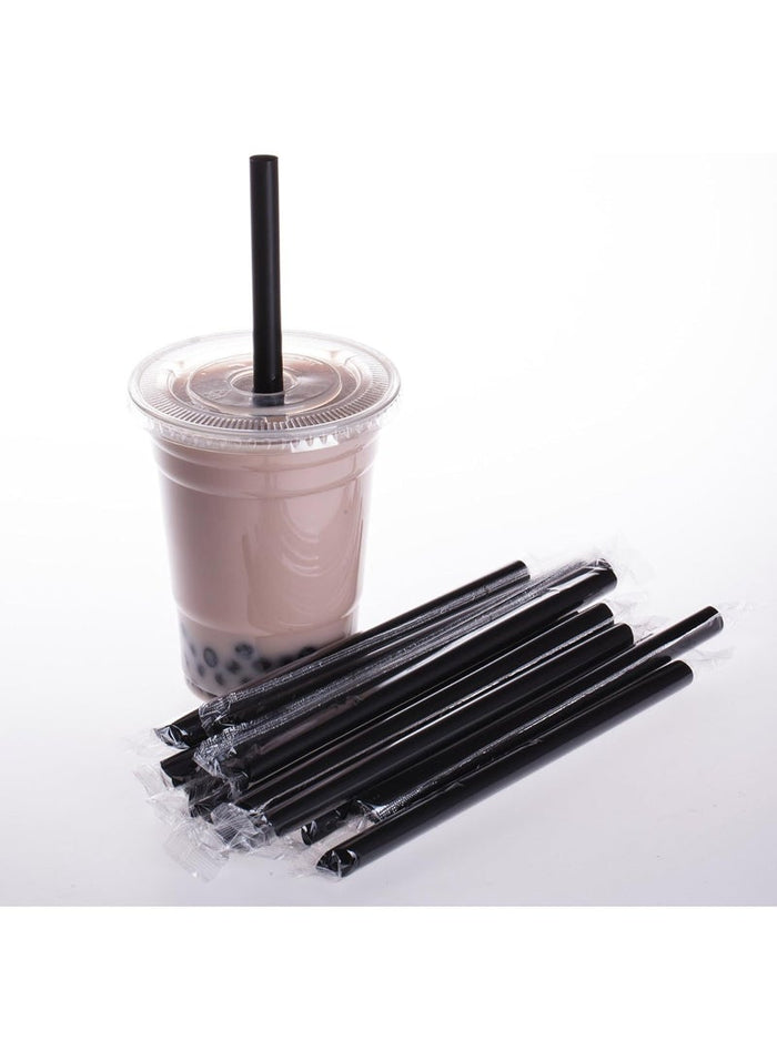 Drinking Straws, 100Pcs Individually Wrapped Disposable Plastic Big Boba Bubble Pearls Tea Drinking Straws