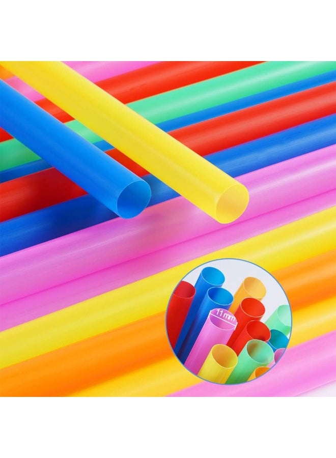 Duravel 11MM 100Pcs Multi Colors Jumbo Smoothie Straws, Disposable Plastic Drinking Straws for Bubble Tea, Milkshakes and Juice, Individually Wrapped