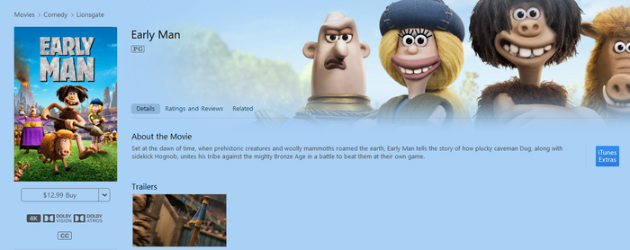 Early Man iTunes Apple TV 4K Digital Code (2018)