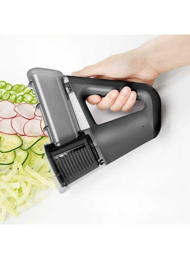 Electric Handheld Vegetable Slicer and Food Chopper with Container 3 Blades for Fruits Vegetables Salad Preparation Kitchen Use