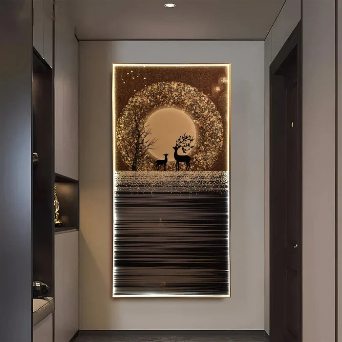 Enchanted Forest Deer Wall Art with Glow Ring