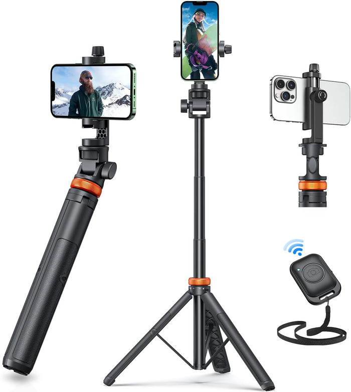 EUCOS 62" Phone Tripod, Tripod for iPhone & Selfie Stick with Remote, Extendable Cell Phone Stand &