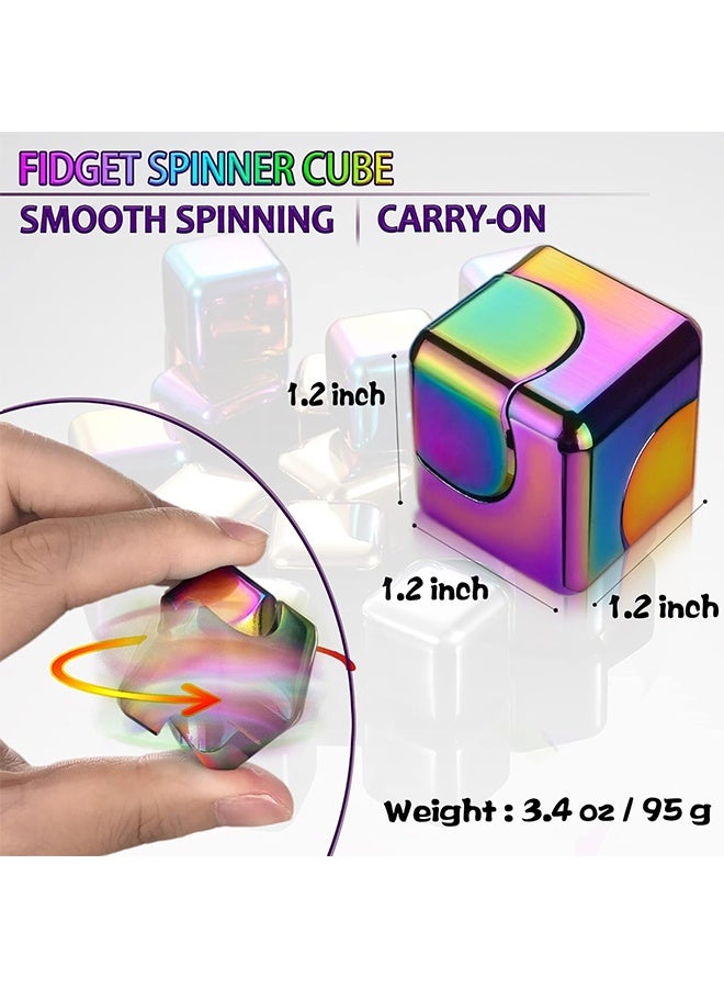 Fidget Spinner Toys Cube Adults Metal Fidgets Cool Stuff Desk Gadgets Office Toy for Teen Boy Small Anxiety Figette Sensory Toy ADHD Tool Fingears Figet Stress Gifts Easter Basket Stuffers Teen Boys