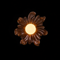 FloraGlow Walnut Petal Resin Wall Light